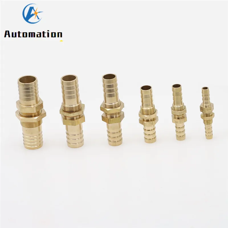 ID Pipe 6mm - 25mm Hose Barb Bulkhead Brass Barbed Tube Pipe Fitting Coupler Connector Adapter For Fuel Gas Water Copper