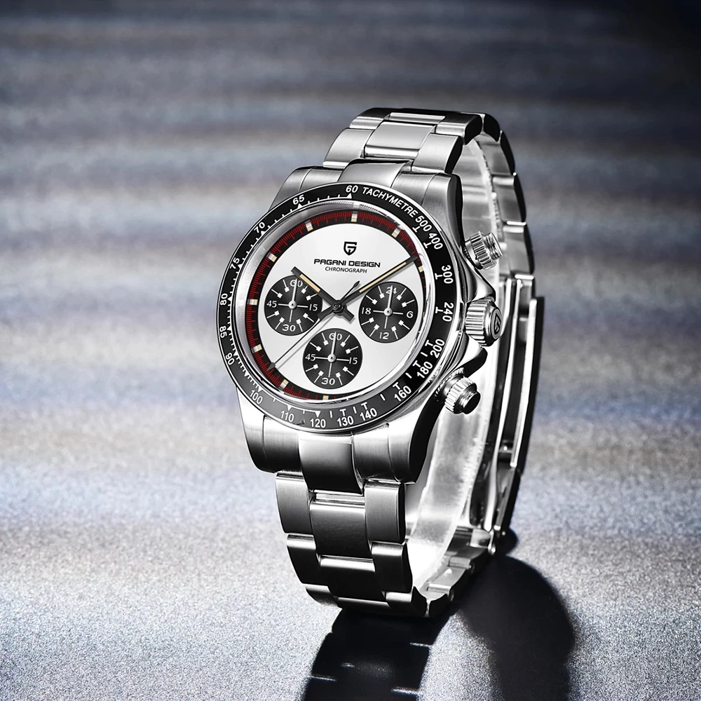 

PAGANI DESIGN Luxury Men's Quartz Wristwatch Ceramic Bezel Stainless Steel Waterproof Clock Sports Chronograph Reloj Hombre