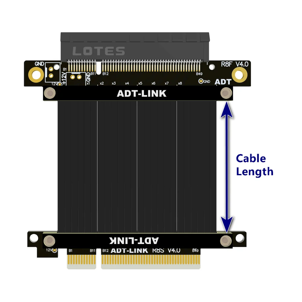 Imagem -03 - Pcie 4.0 x8 para x8 Cabo de Extensão Adaptador de Conversão Placa de Rede sem Fio Capture Card Usb Riser Suporte