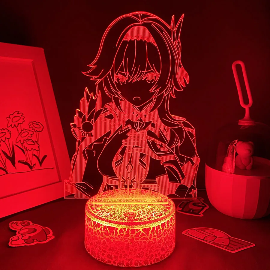 Genshin Impact Game Figure Eula 3D Night Light Led Lava Lamp Birthday Cool Gift For Friend Gaming Room Table Colorful Decor Xmas