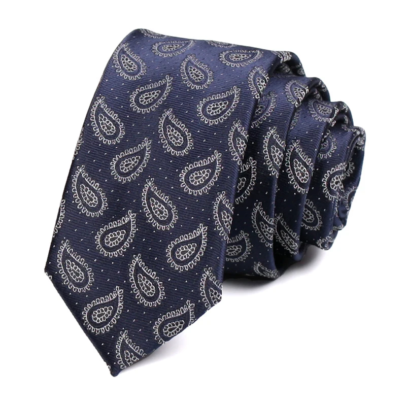 

Luxury Formal 6CM Tie 2020 Brand New Gentleman Fashion Tie For Men Business Work Necktie High Quality Navy Blue Print Neck Tie