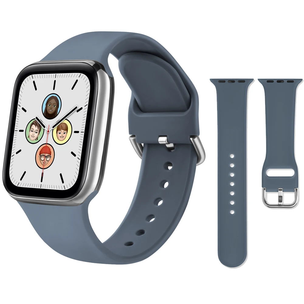 Correa de silicona suave para Apple Watch, pulsera inteligente de 41mm, 45mm, 38mm, 42mm, 40mm, 41mm para iWatch Series 7, 6, 5, 4, 3, Se