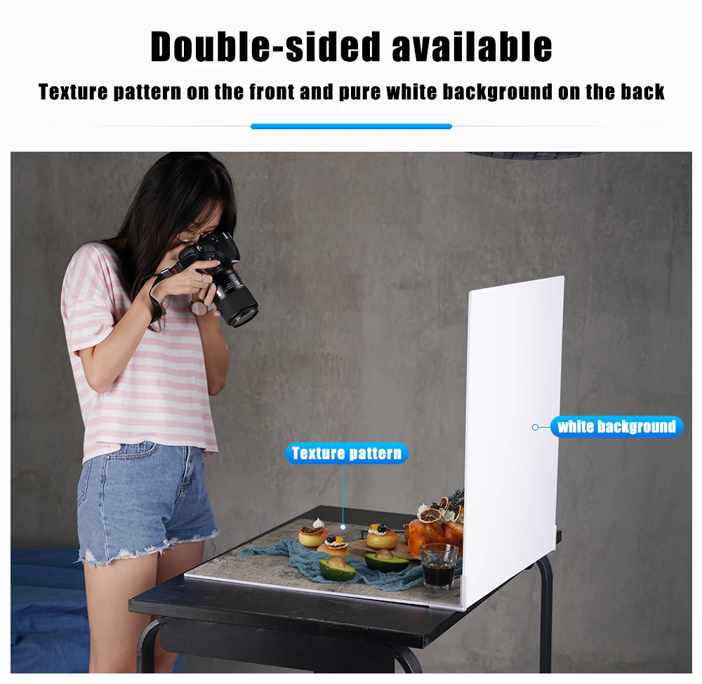 Selens Photography 60x60cm Background Board Photo Studio Background Wooden Cement 3D Texture Dual Side PVC Backdrop Hard Board