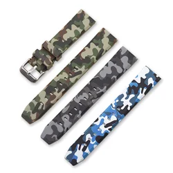 Universal Camouflage Siliconen Horloge Band Legergroen Jungle Jacht 20Mm 22Mm 24Mm Outdoor Sport Horloge Band