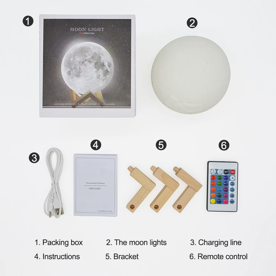 Lámpara de Luna personalizada, luz nocturna de luna con impresión 3D, recargable por USB, regalo de personalidad con su texto y foto, envío directo