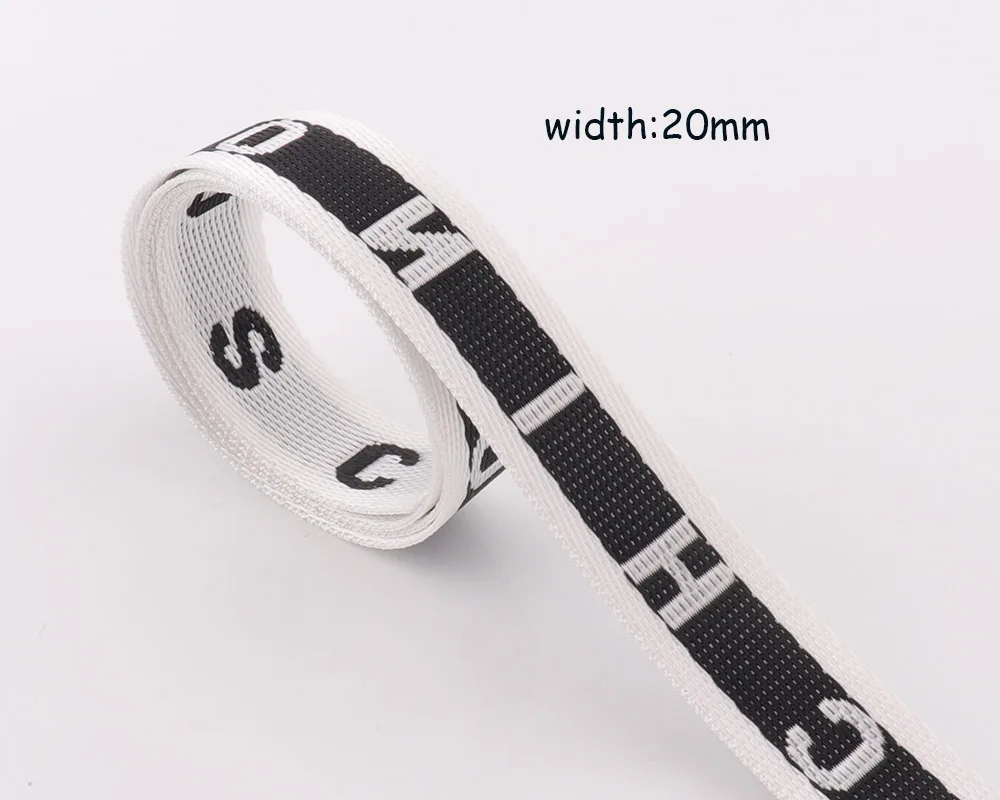 White striped Webbing Ribbon 20mm Soft ribbon Strap Pet Collar Handbag ribbon Light weight Lanyard  Strap