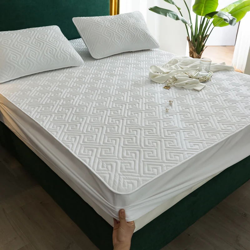 High-Quality Quilted Mattress Cover Solid Color Mattress Cover Protector Bedding Sheets Quilted Custom Size Mattress Pad