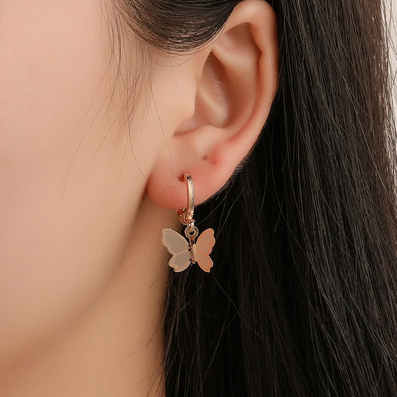 Exquisite Creative Butterfly Star Square Drop Earrings For Women Trendy Minimalist Gold Color Wedding Jewelry Girl Accessories