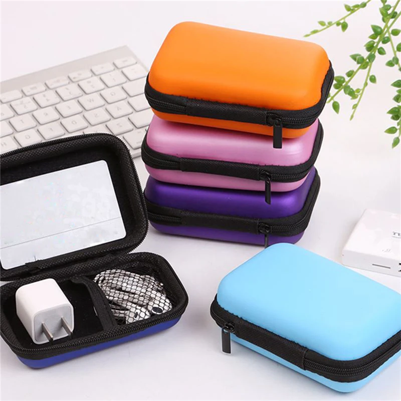 1PC Hard Nylon Carry Bag Compartments Case Cover Headphone Earphone Jewelry Storage Box Home Sundries Container 6 Colors