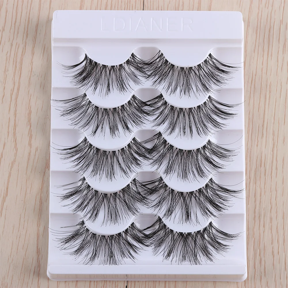 5 Pairs Long Wispy False Eyelashes Natural Black Fake Eyelashes Full Strip Mink Lashes Handmade Eye Lash Extension Makeup Tools