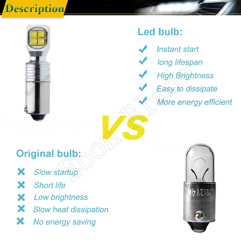 2 x BA9S T4W BAX9S H6W BAY9S H21W Auto LED Light Bulb For Car Indicator Turn Signal Backup Reverse Lamp White Red Amber 12V 24V