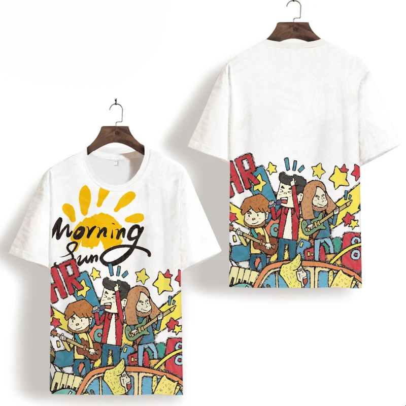 Hand drawn doodle cartoon pattern printing short sleeve t shirt Summer New quality soft comfortable icy smooth t shirt menXS-7XL