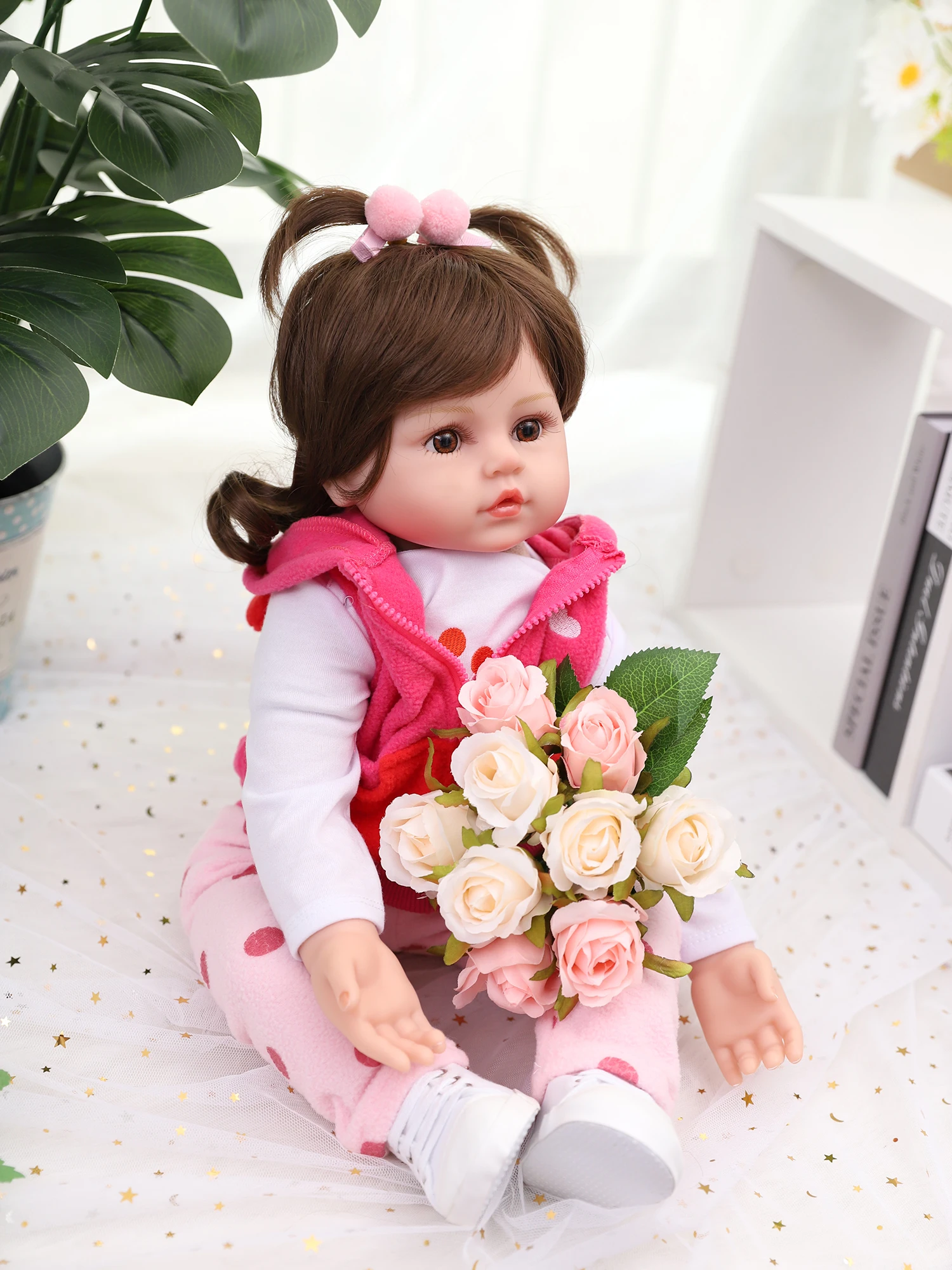 Realistic 24 Inch 60 Cm Soft Silicone Vinyl Reborn Baby Doll Anatomically Correct  PP Cotton Body Simulation Toddler  Kids Toy