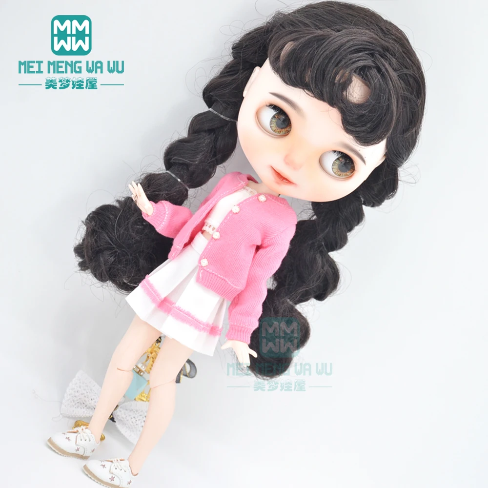 1pcs Blyth Doll Clothes fashion sweater three-piece Cardigan, skirt for 28-30cm Azone OB22 OB24 doll accessories
