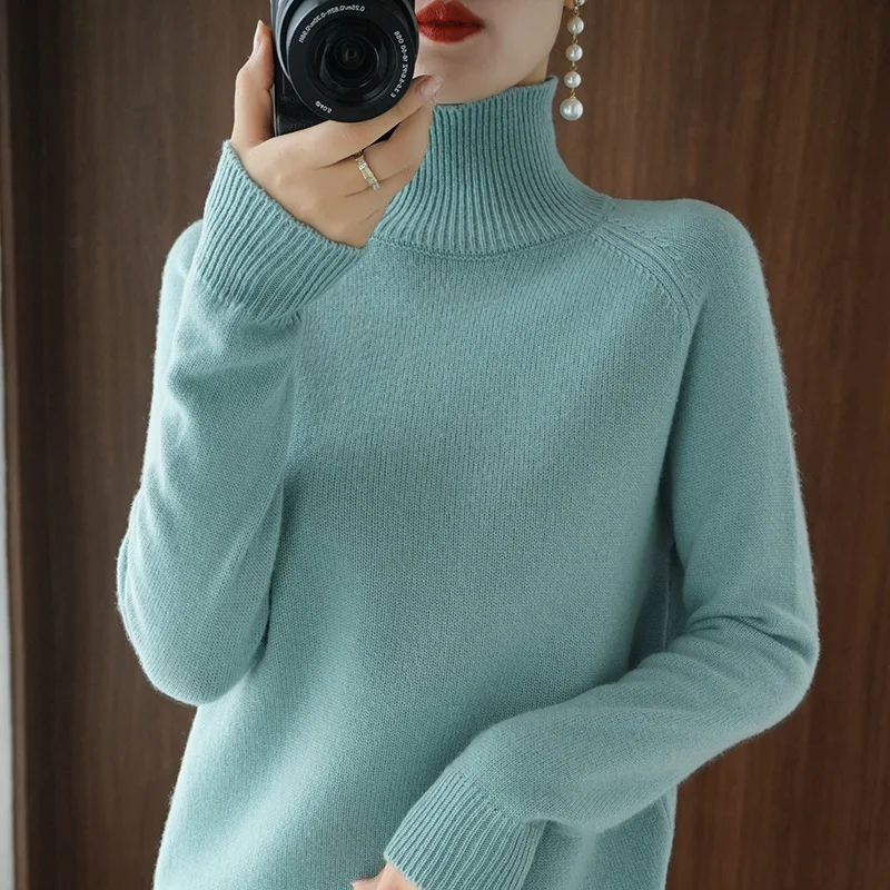 Turtleneck Cashmere sweater  women winter cashmere jumpers  knit  female long sleeve thick loose pullover