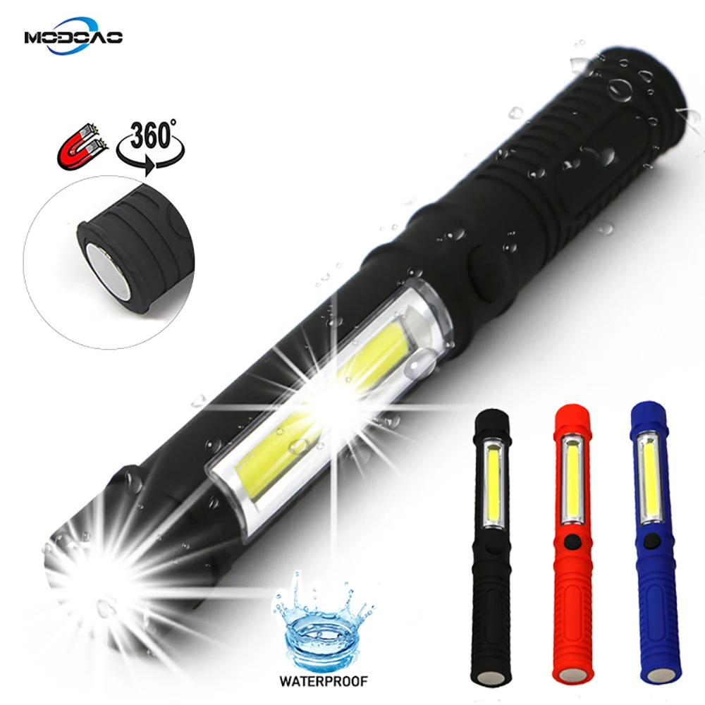 6000Lumens COB LED Work Flashlight Magnetic Base and Clip Multi-Function Pocket Pen Light Inspection Work Light Car Repair Tool