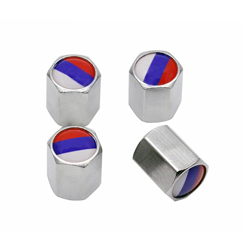 4Pcs/Pack Car Accessories for FIAT Alfa Romeo Ferrari Russian Flag Logo Sticker Sliver Wheel Tire Valve Caps Stem Auto Styling