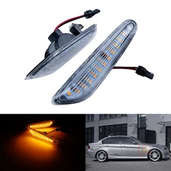 ANGRONG 2X Clear Lens LED Side Indicator Repeater Light Lamp Amber For BMW 3 Series E90 E91 05-13
