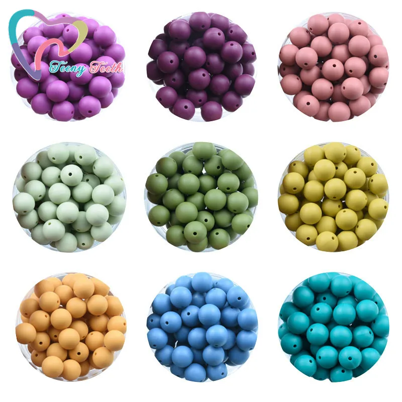 100 PCS Fall Colors Red Wine Mustard Silicone Round Beads 9/12/15 MM Baby Teething Necklace Pacifier Chain DIY Ball Perls Beads