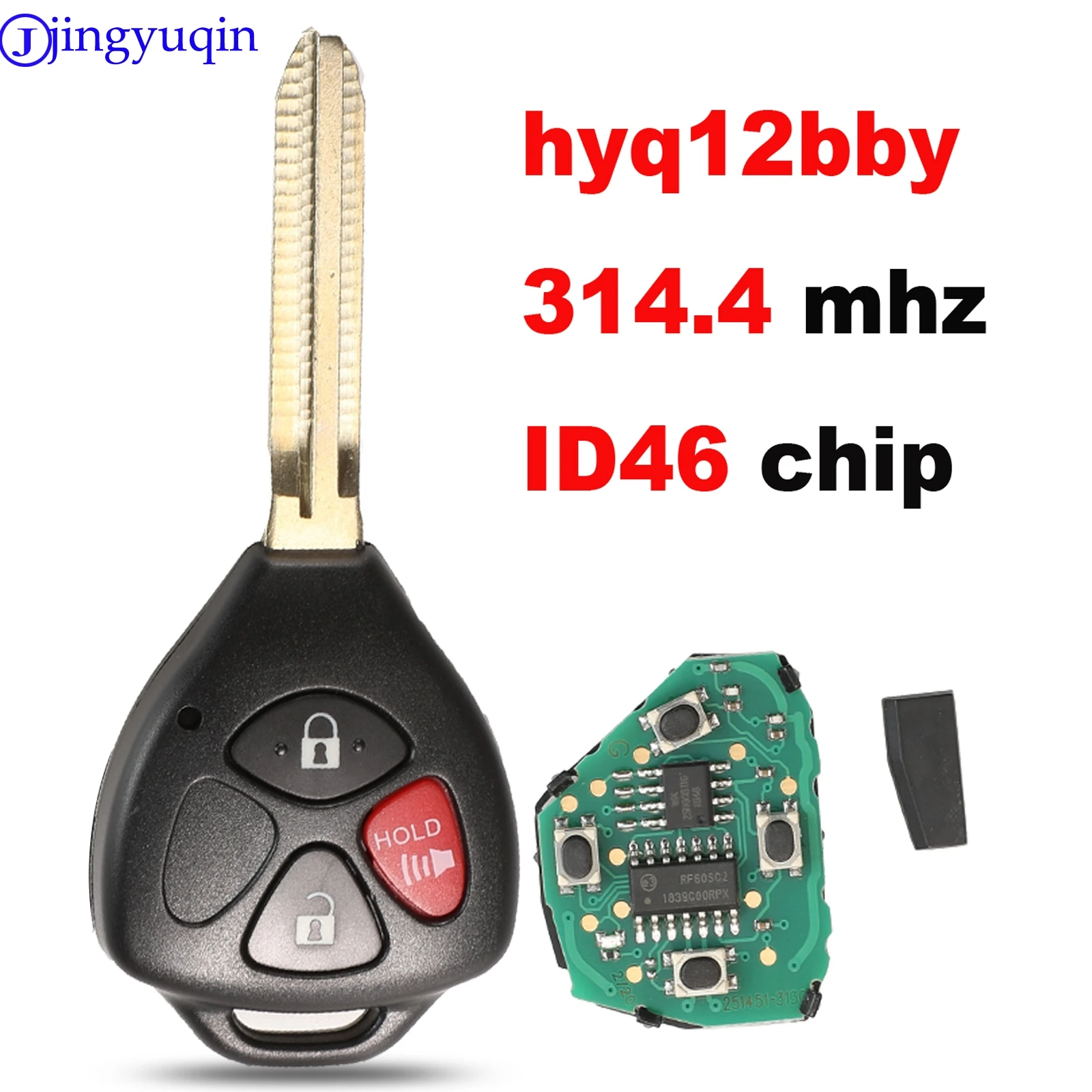 3 przyciski jingyuqin pytają o 314mhz HyQ12BBY z chipem ID67 obudowa pilota z kluczykiem samochodowym osłona dla Toyota RAV4 Yaris Venza Scion