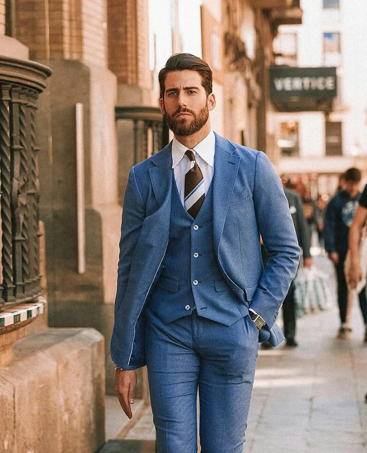 Beau costume de marié 3 pièces, Tuxedos de mariage pour hommes, coupe cintrée, veste + pantalon + V, 2020