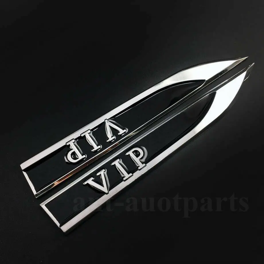 Pair Metal VIP Luxury Auto Emblem Car Decal Stickers Fender Skirts Badge JDM