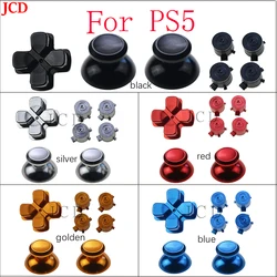 JCD 1set PS5 Metal Aluminum Buttons Thumbsticks Analog Grip & Action Bullet Buttons & Direction D-pad Keys For PS5 Controller