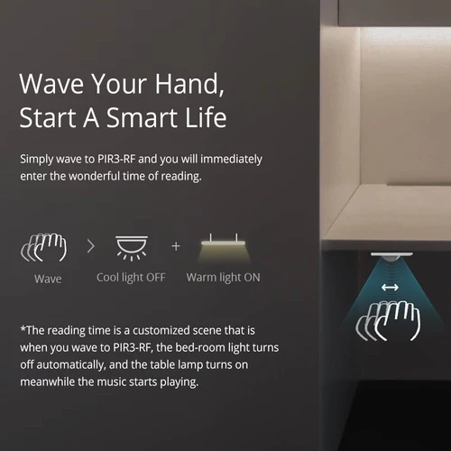 Imagen 2 del producto SONOFF PIR3-RF Sensor de movimiento de 433MHz funciona con puente RF escena inteligente notificación de alarma de conmutación de modo Dual a través de eWeLink IFTTT