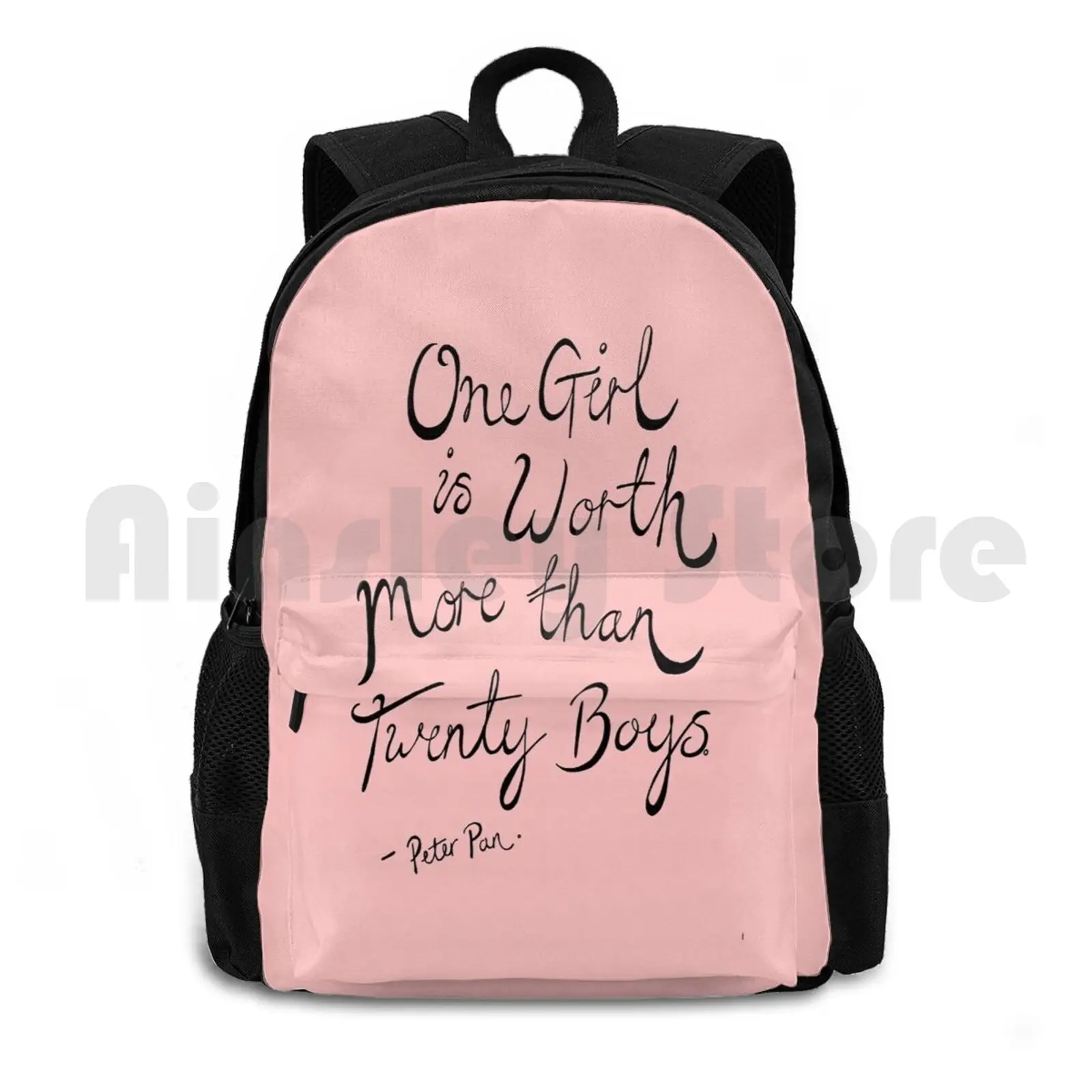 One Girl Outdoor Hiking Backpack Waterproof Camping Travel Girls Boys Girls Feminist Power Girly Feminine Womens Quote Text