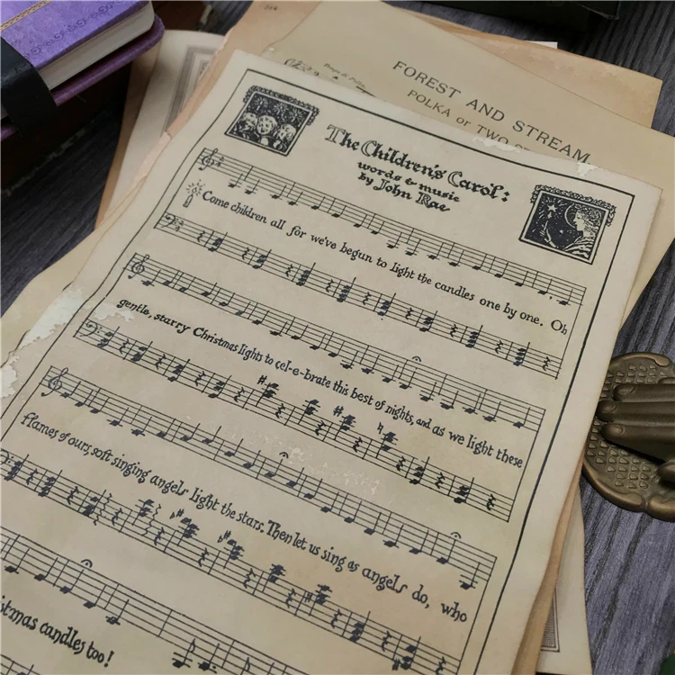 Handmade Coffee Dyed Music Score Sheets Opern Material Ephemera Journal Decoration Page Paper DIY Scrapbooking Craft