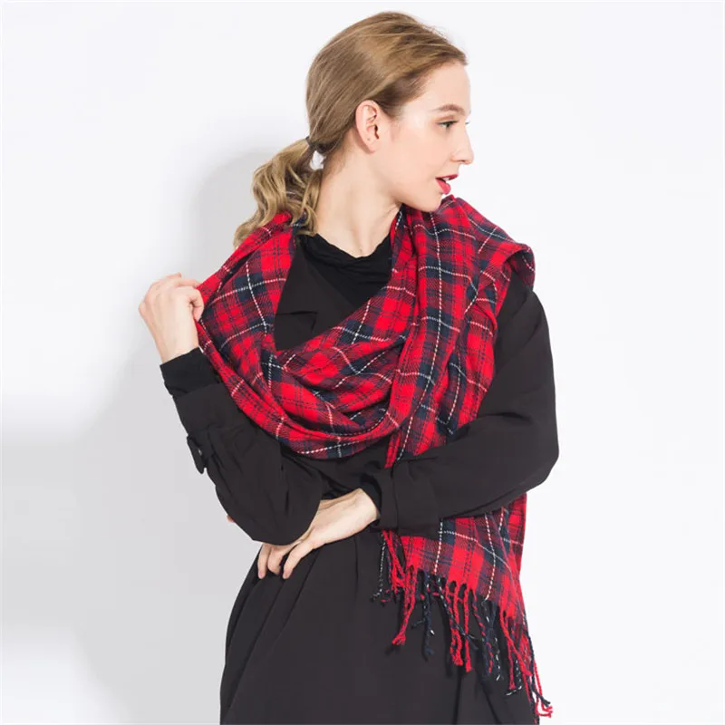 Fashion Warm Plaid cashmere Scarves For Women Winter Scarf Luxury Brand Shawl lady elegant Pashmina Foulard Femme bufanda mujer