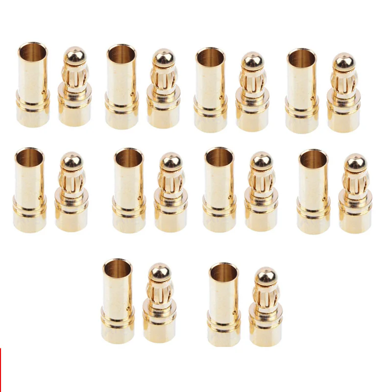 10pair/lot 2.0mm 3.0mm 3.5mm 4.0mm 5.0mm 5.5mm 6.0mm 6.5mm 8.0MM Gold Bullet Banana Connector plug for ESC Lipo RC battery Motor