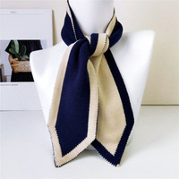 Fashion Solid Color Double Layer Knit Wool Warm Scarf Winter Women Sharp Corner Cross Elastic False Collar Neck Guard Scarve O35