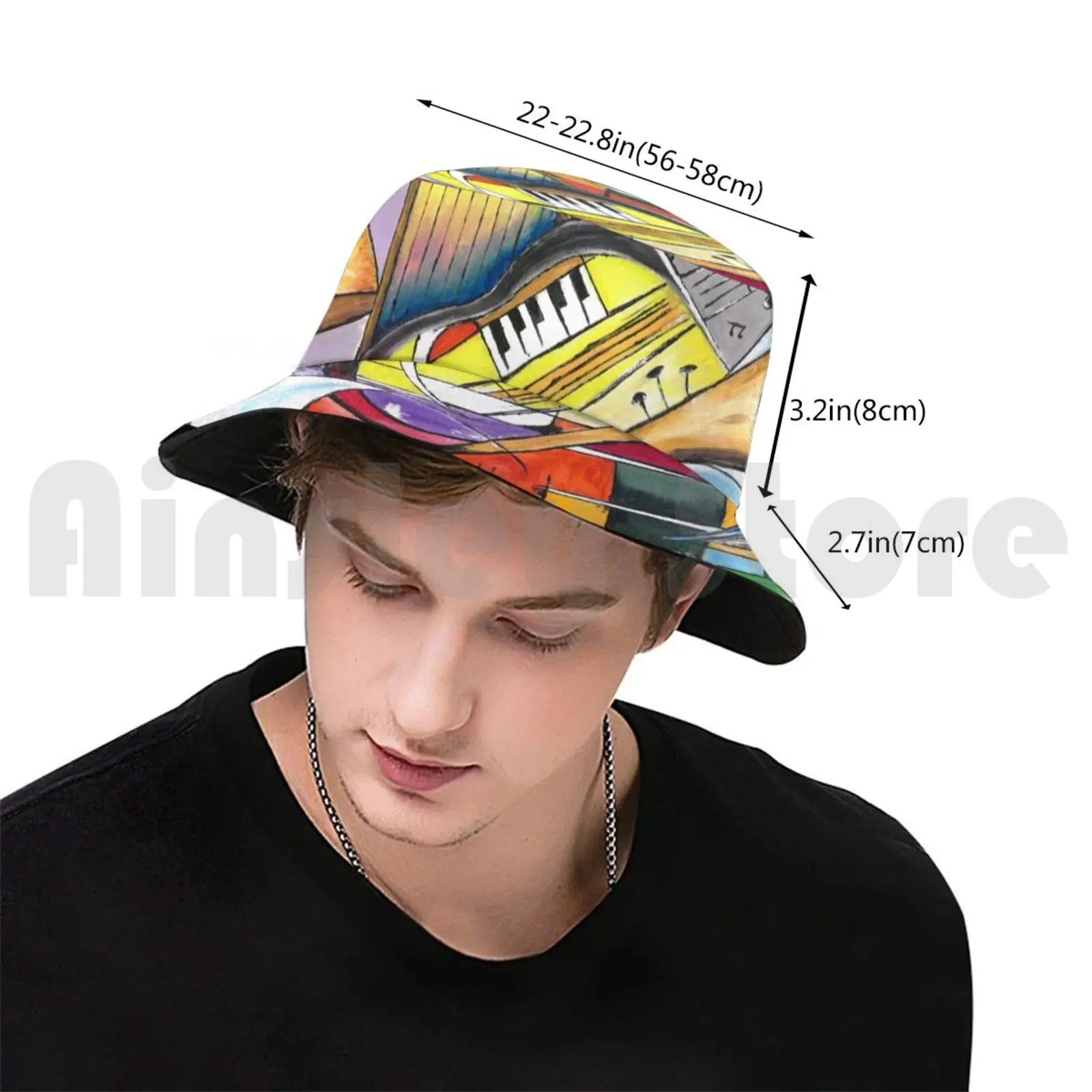 Abstract Music With Graphic Shapes Sun Hat Foldable UV Protection Music Funny Tumblr Cute Band Aesthetic Love Retro Song