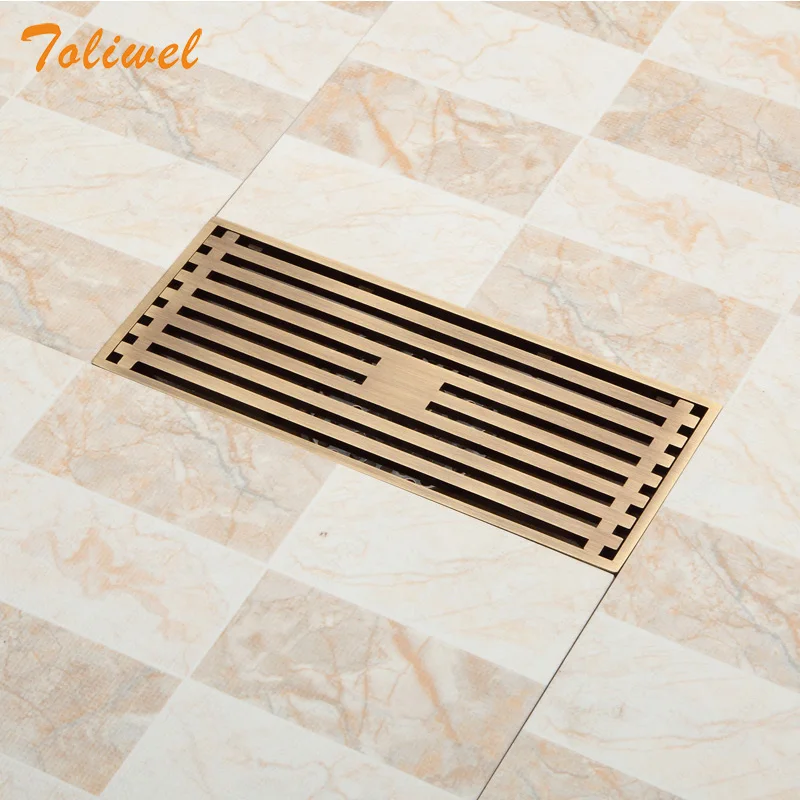 

Recangle Bathroom Wire Linear Shower Drainer Floor DrainTrap Bath drains Waste Grate Strainer Cover Vintage Style 3782169