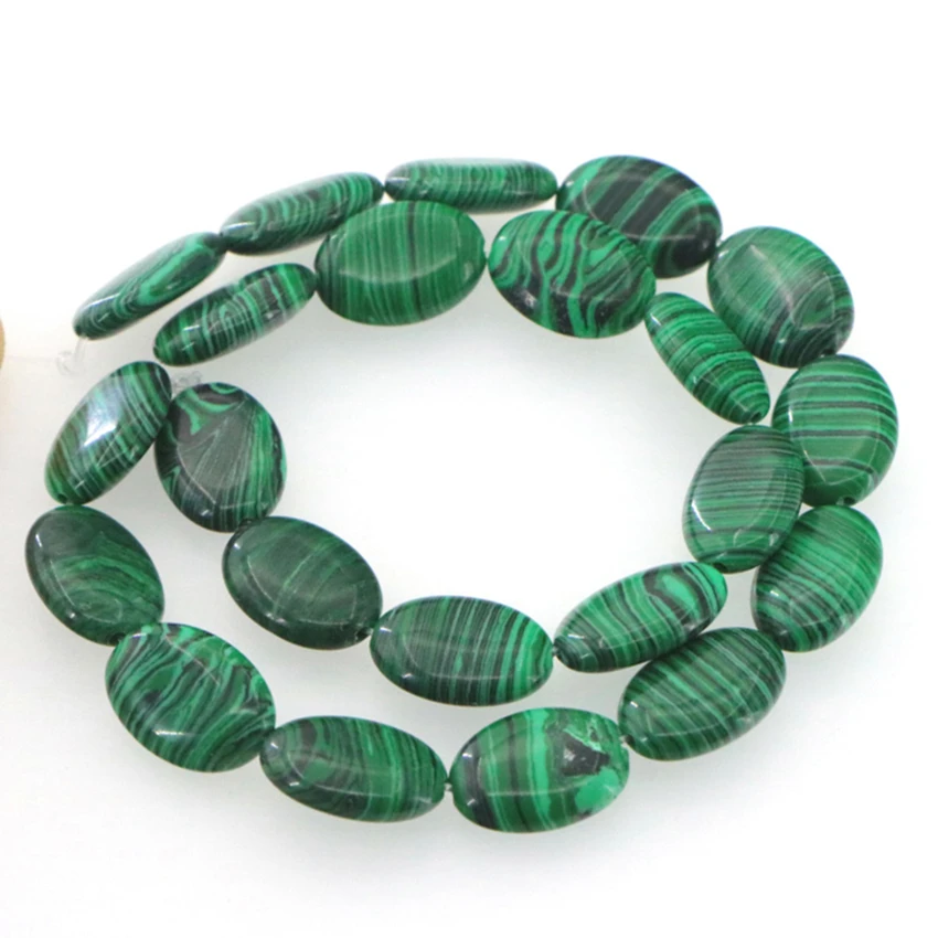 Beautiful 13X18mm Green Malachite Jewelry Oval Loose Beads DIY Accessories Girl Christmas Gift Parts for Necklace Bracelets 15