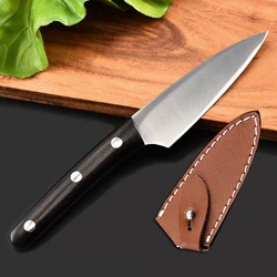 Stainless Steel Knives Kitchen Knife Bone Meat Fishing Sushi Knife Fruit Vegetables Cutter with Leather Knife Cover