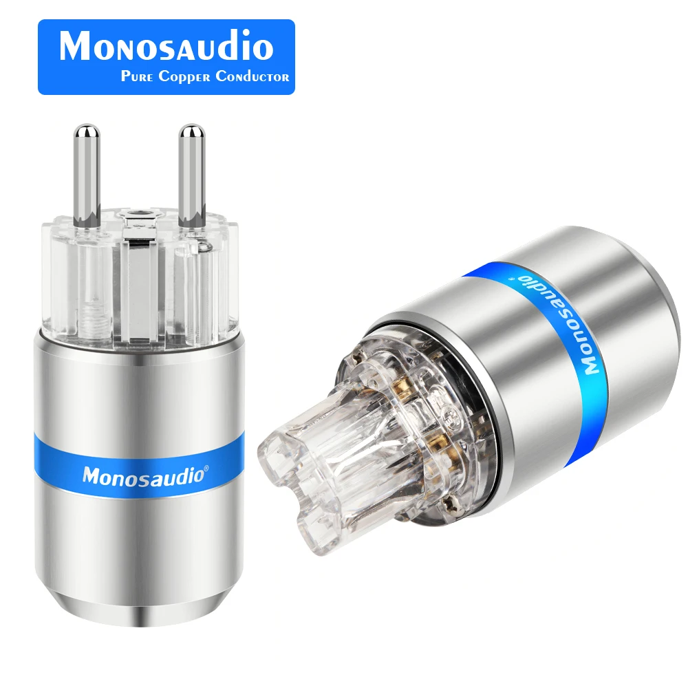 

Monosaudio E107R/F107R Hifi Pure Copper Power Plug Schuko Power Cable Plug Adapter +IEC Female Connector Jack