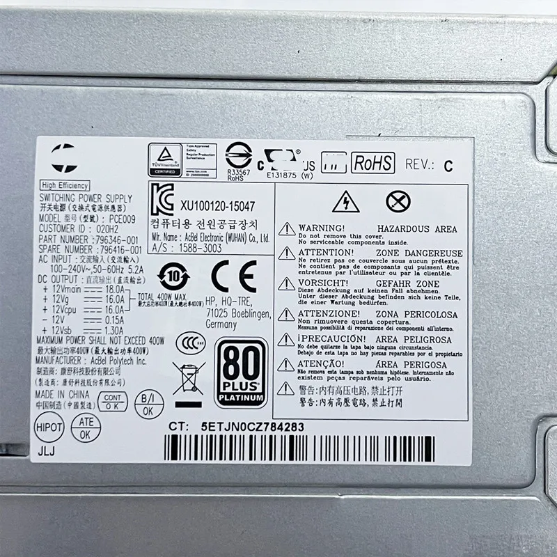 Imagem -04 - Adaptador de Fonte de Alimentação Novo Adaptador de Fonte de Alimentação para hp Pce008 2009001 Z240 796346 w Switch