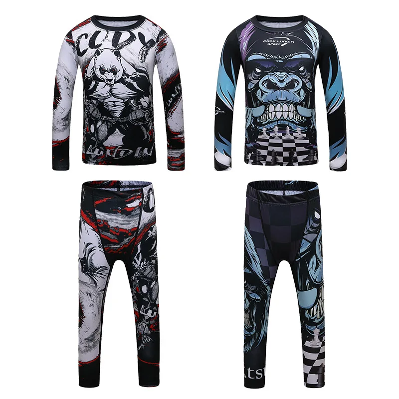 

MMA Rashguard For Kids Jiu Jitsu T-shirt+Pant Sport Sets Boy MMA Shorts Clothing Kickboxing Jerseys Children Fitness Tracksuits