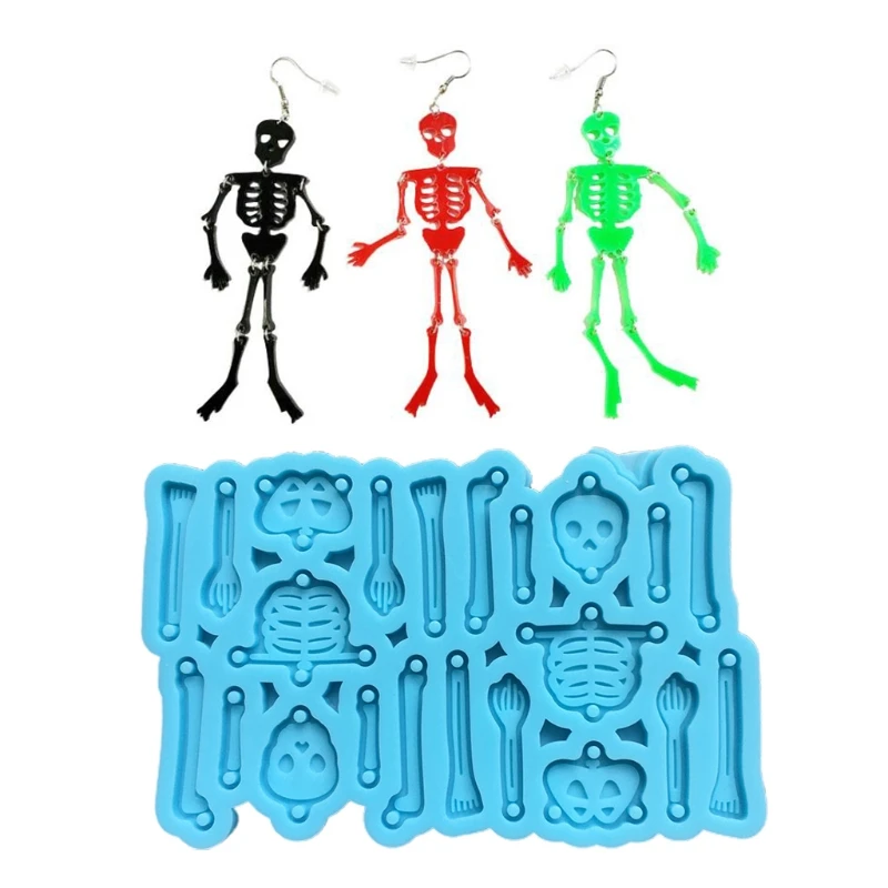 Epoxy Resin Mold Handmade DIY Crafts Jewelry Making Tool Skeleton Earrings Pendant Casting Silicone Mould