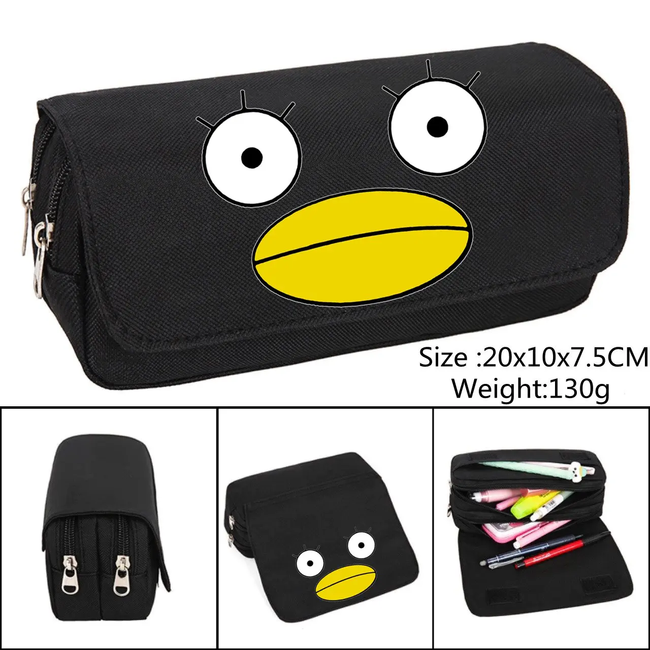 Anime Gintama Sadaharu Pencil Case Cartoon Make up Cosmetic Bag Student Stationery Multi-function flip Bags Gift