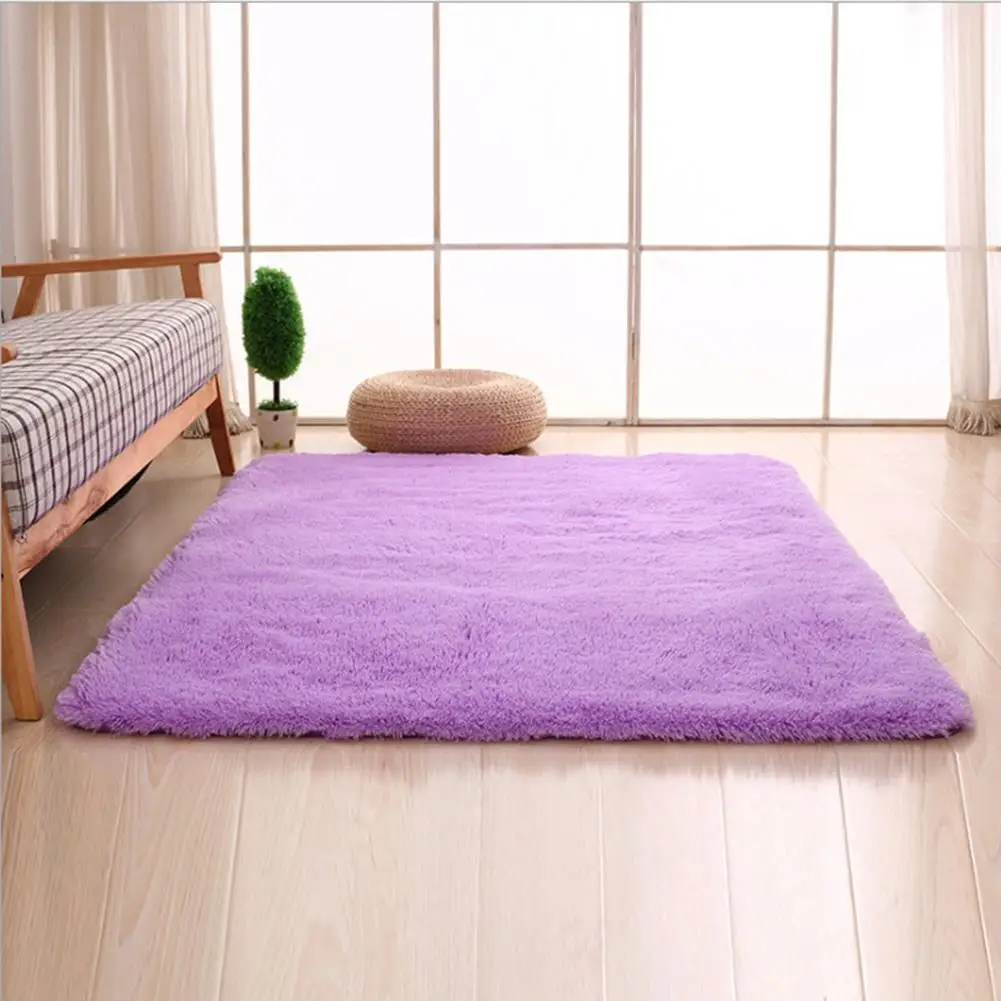 พรมกำมะหยี่ hiasan kamar ใช้สอยพรมขนปุยหนาพรมห้องนอนกันลื่นพื้นนุ่มพรมเลานจ์พื้นขนาดใหญ่ที่เป็นของแข็ง