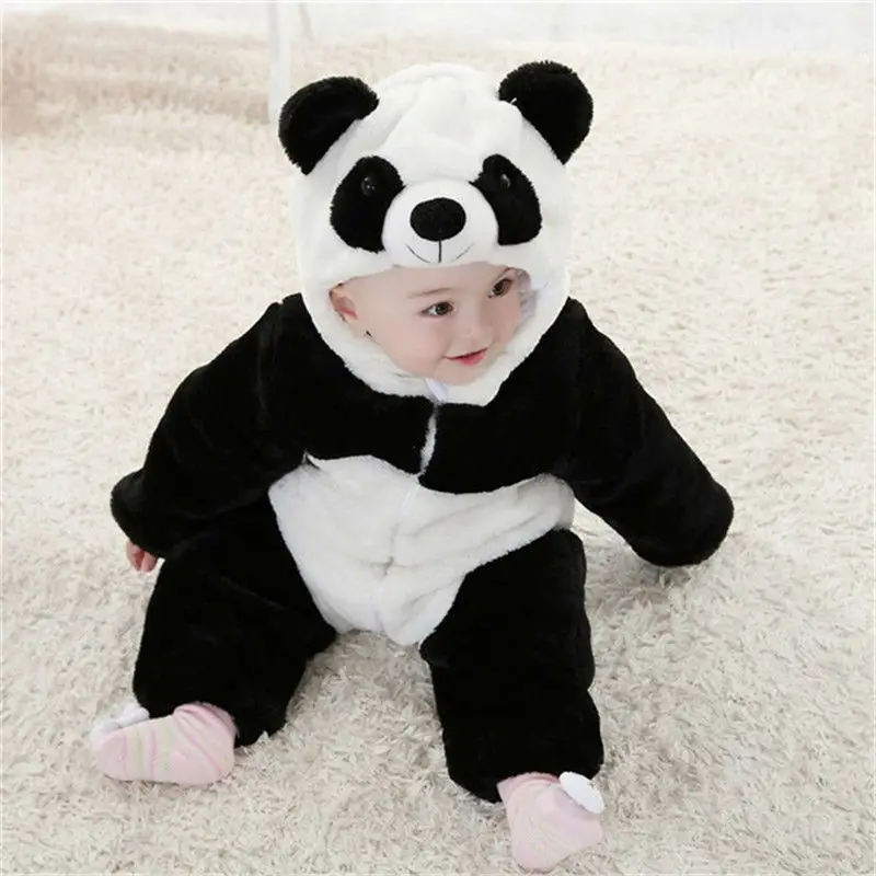 

New Baby Kids Boys Girls Animal Costume Climbing Pajamas Romper Jumpsuit Zip Coverall Lovely Panda Cartoon For Children