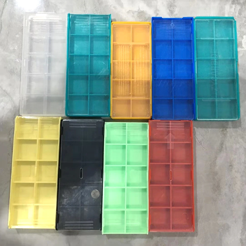 100pcs Blue Red Yellow Green Empty Plastic rectangle Boxes for Carbide Inserts 1 order