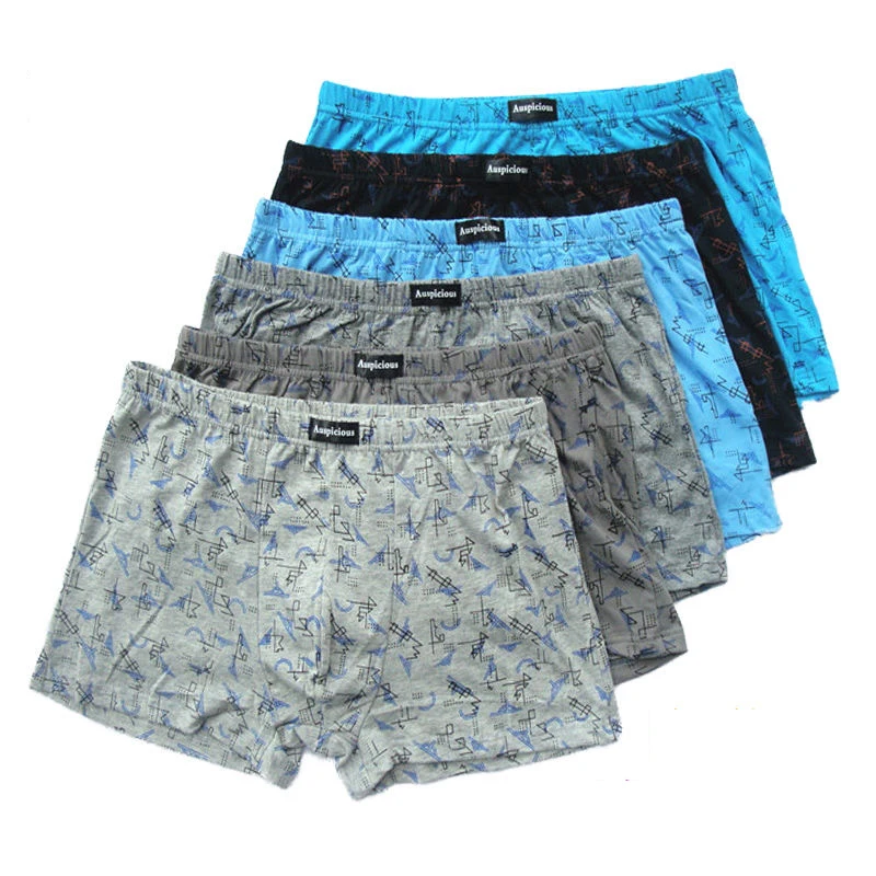 5Pcs/Lot 6XL 5XL Boxer Men Underwear 100%Cotton Shorts Boxer Elastic band Underpants Man Short Breathable Solid Flexible