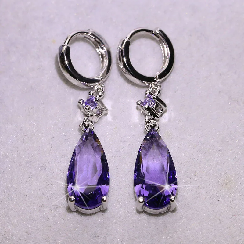 Proste Pendientes 925 srebrna igła Twist AAA Waterdrop wisiorek cyrkon kolczyki dla kobiet Oorbellen Boucle D'oreille Femme — zdjęcie 6