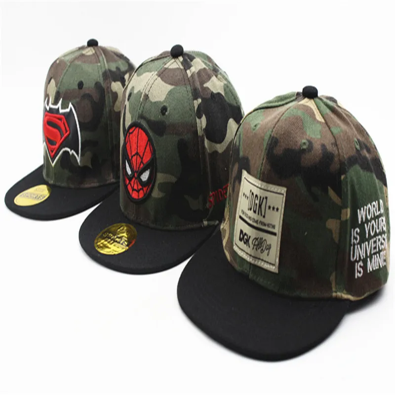 Bonés camuflados infantis, bonés para crianças de desenho animado, hip hop, unissex, chapéus baixos, snapback, novo, 2021