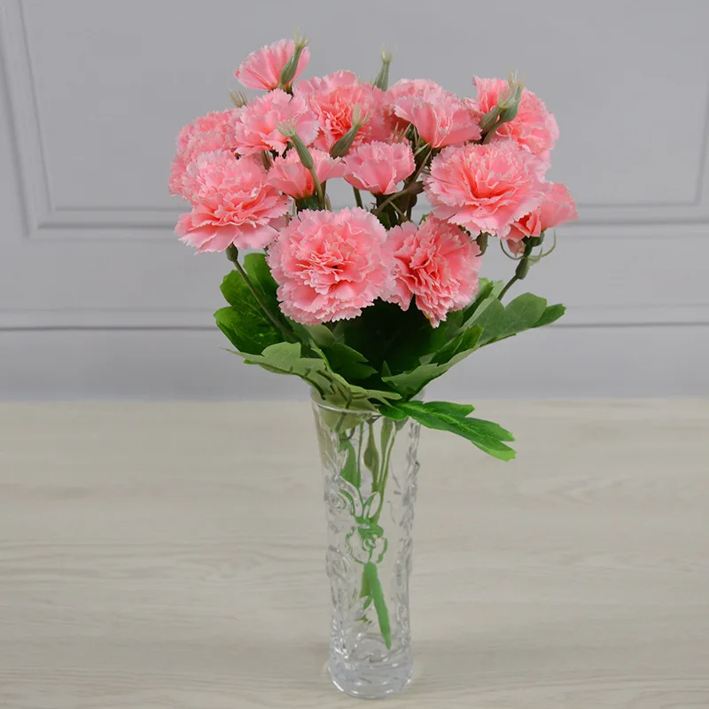 1Pcs Simulation 10 Head Carnation Bouquet Mother\'s Day Gift Artificial Flowers Carnations Home Decoration Accessories Floral