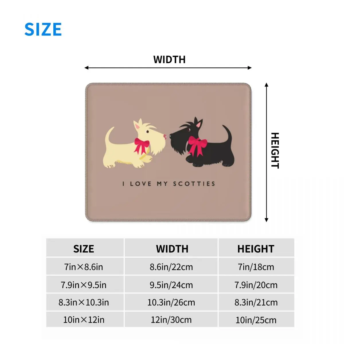 I Love My Scotties 마우스 패드 맞춤형 미끄럼 방지 고무 베이스 게이머 마우스 패드 액세서리, 스코티시 테리어 개 사무실 컴퓨터 PC 매트